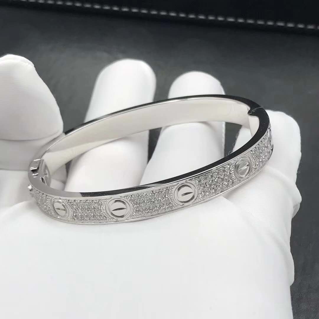 Cartier Love bracelet real 18K white gold with full diamonds