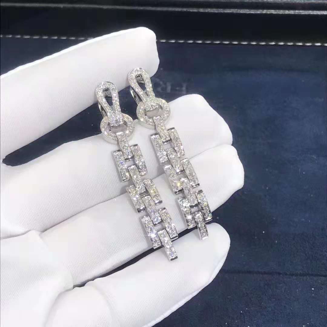 Inspired 18k White Gold Cartier Agrafe Diamond Earrings