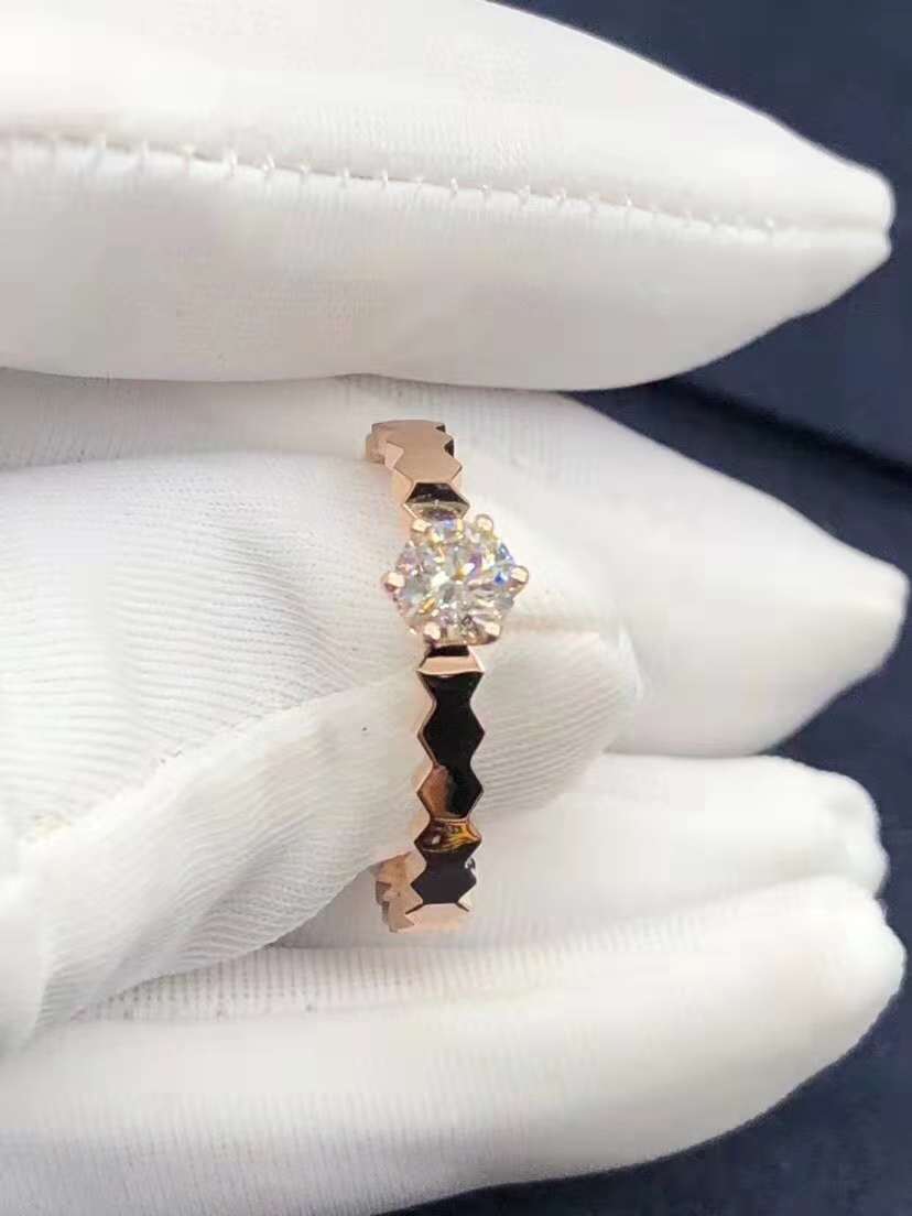 Inspired 18k Pink Gold Chaumet Bee My Love solitaire diamond engagement ring