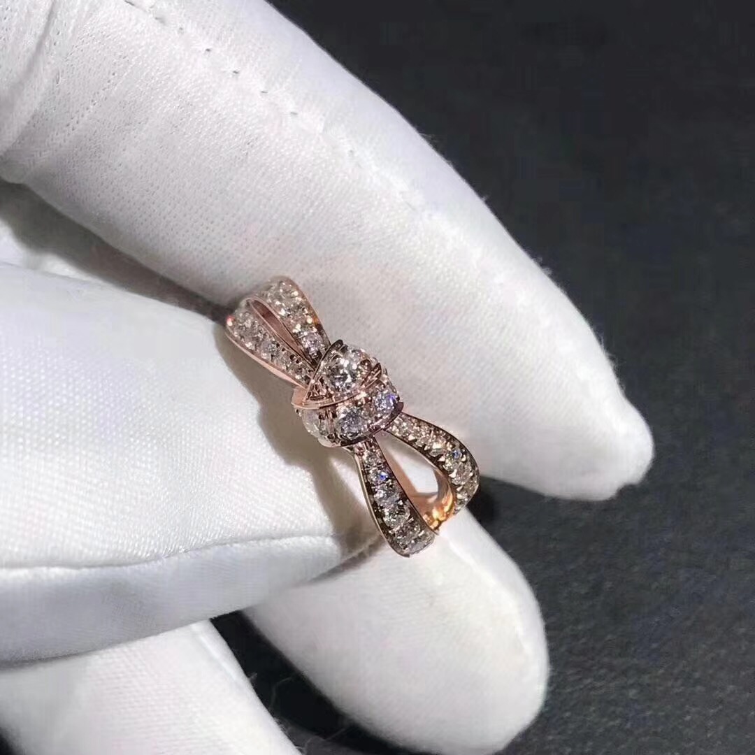 18K Pink Gold Chaumet Liens Séduction Diamond Bow Ring