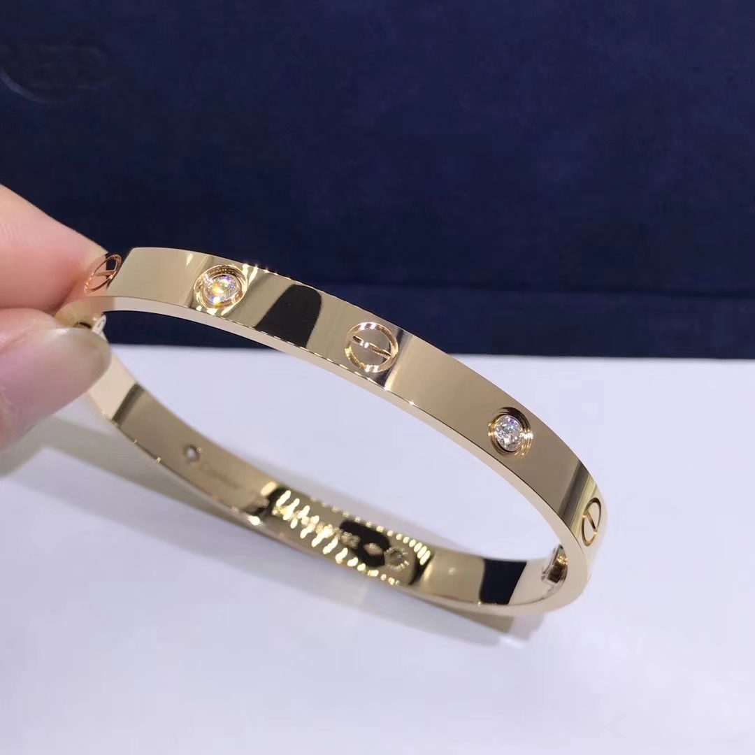 18k Yellow Gold Cartier Love Bracelet with 4 Diamonds